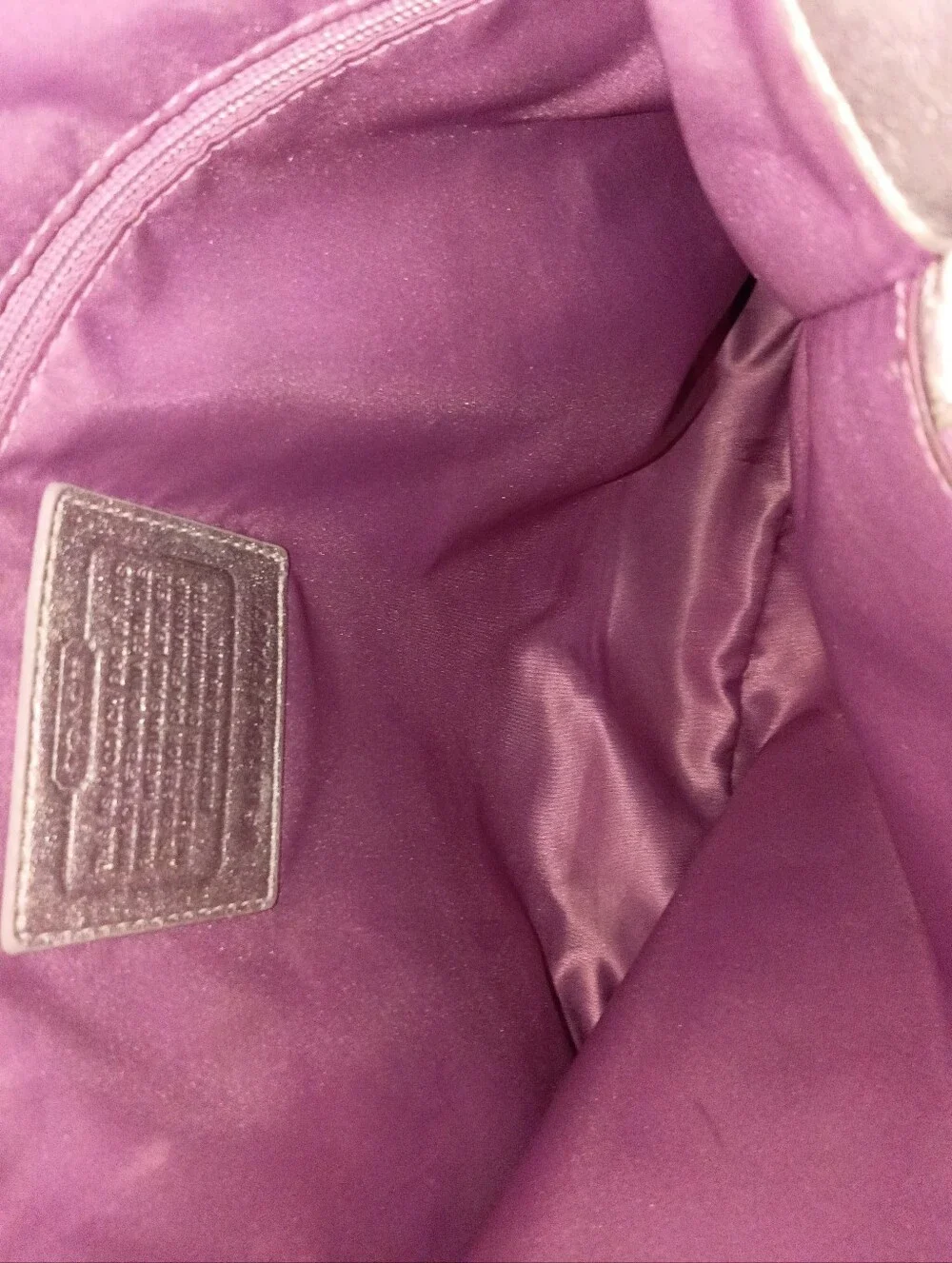 Coach Purple Multi Signature Tote with Silver Handles